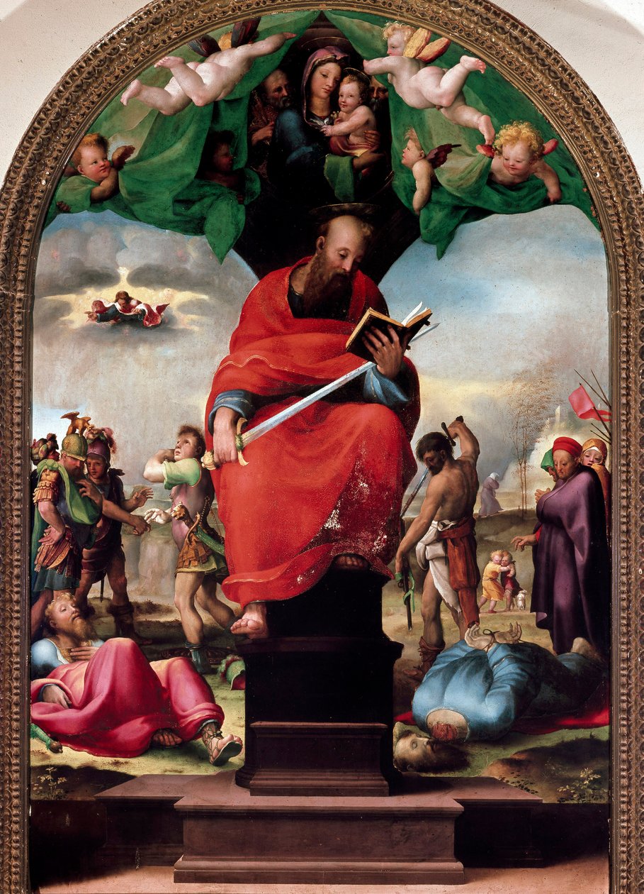 Representasjon av Saint Paul på tronen Maleri av Domenico Beccafumi (1486-1551) 1515 ca. Sol. 2,3x1,5 m Siena, museo dell