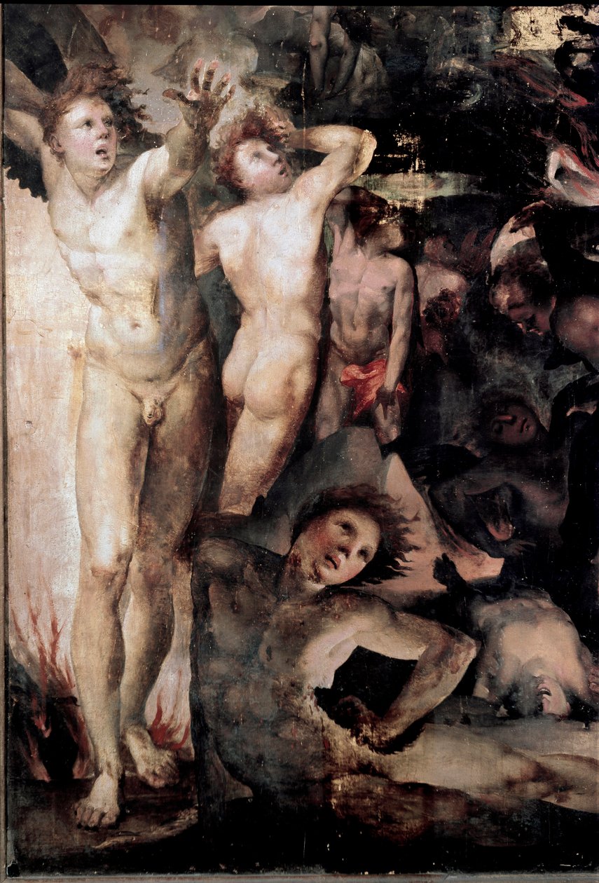 Saint Michael Chasing Rebel Angels (Fall of Rebel Angels), detalj. Maleri av Domenico Beccafumi (1486-1551) av Domenico Beccafumi