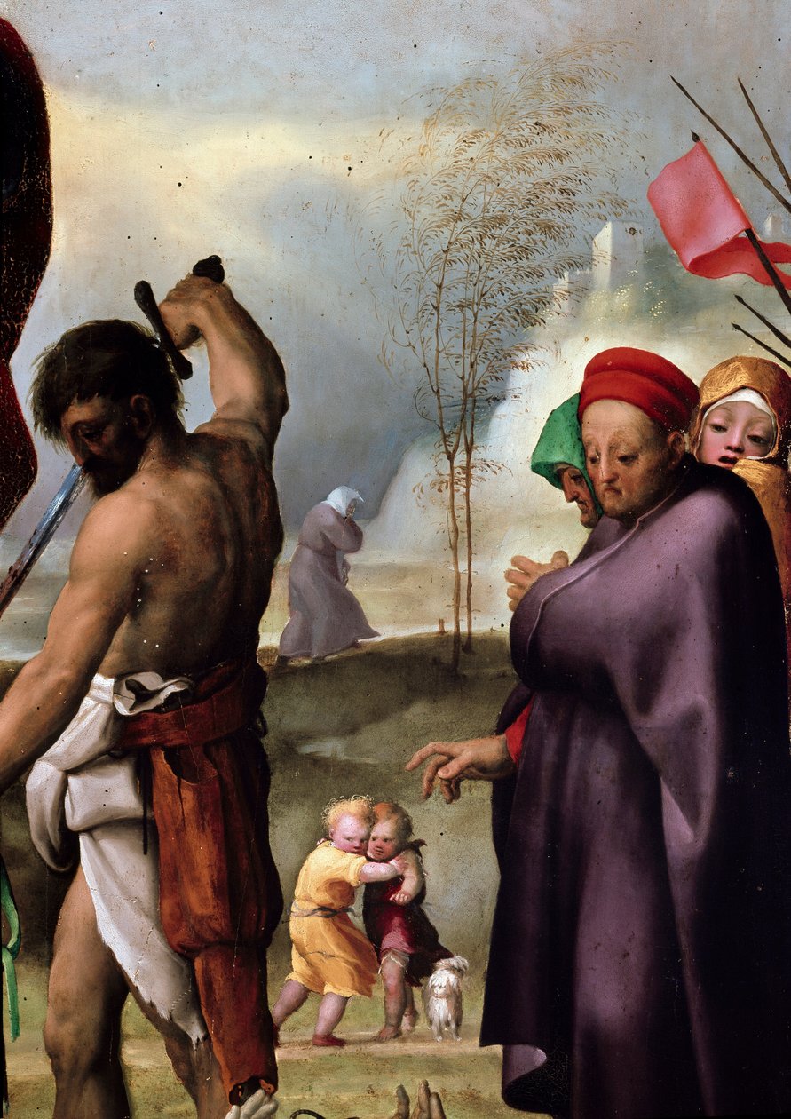 Saint Paul på tronen, detalj. Maleri av Domenico Beccafumi (1486-1551), ca 1515. Drikk. Mål: 230x150 cm. Siena (Siena), Museum of the Metropolitan Opera av Domenico Beccafumi