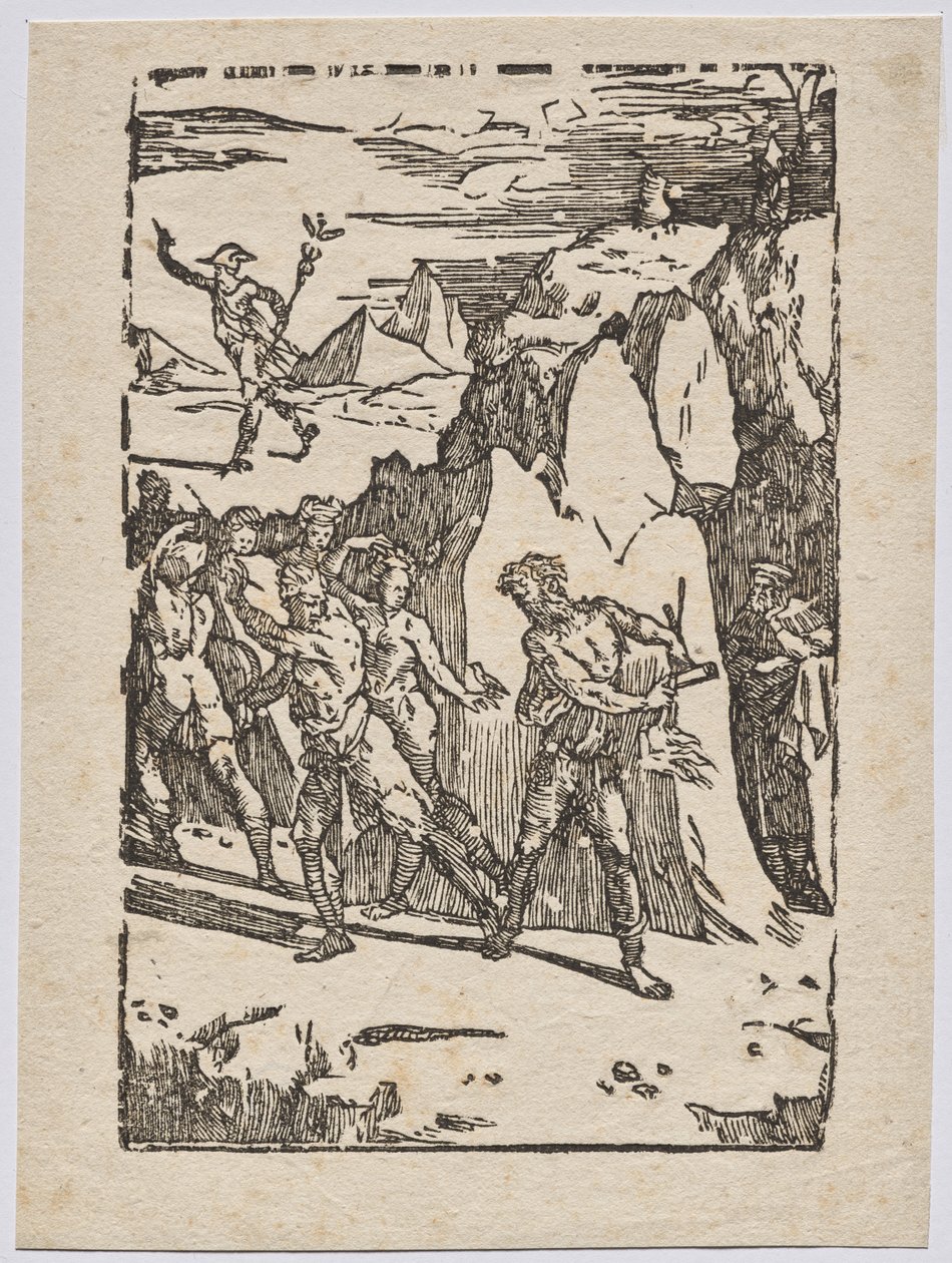 De alkymiske egenskapene til metall: Mercury, Vulcan og Alchemist in the Cave av Domenico Beccafumi