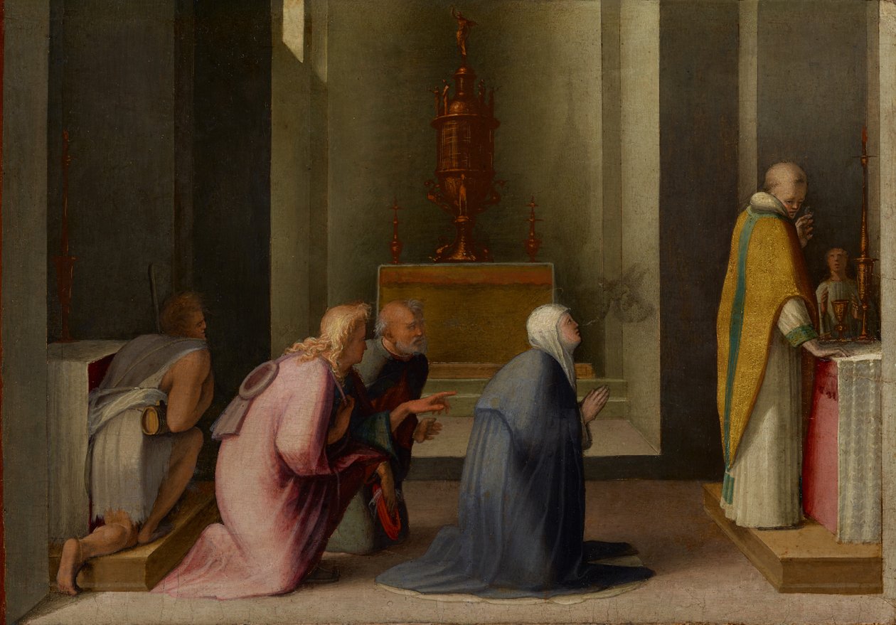 The Miraculous Communion of Saint Catherine of Siena, ca. 1513-15 (olje og bladgull på panel) av Domenico Beccafumi