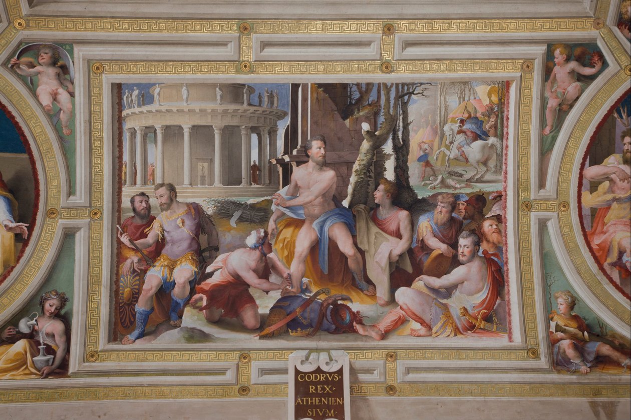 Offeret til Codrus, konge av Athens offentlige dyder av greske og romerske helter, 1529-1535 av Domenico di Pace Beccafumi  