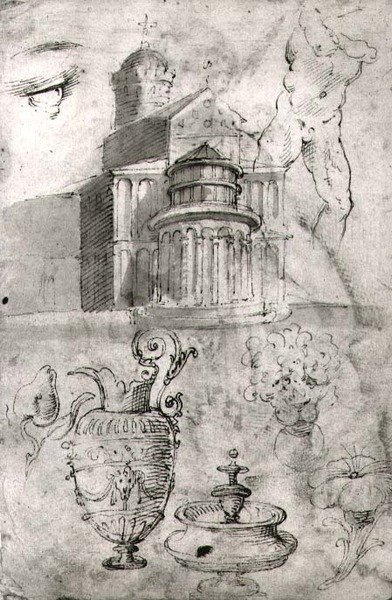 Apsiden til Duomo, Pisa (penn og blekk) (s/hvitt-bilde) av Domenico Beccafumi