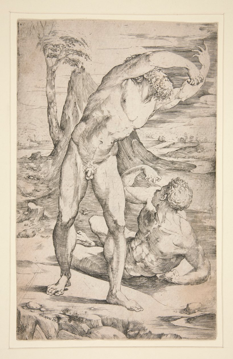 To nakne menn i et landskap av Domenico Beccafumi