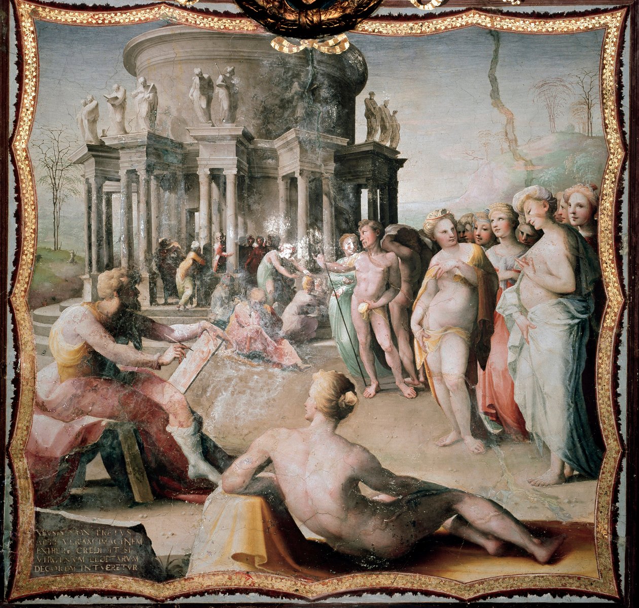 Zeuxis (eller Zeuxippos, gresk maler av Heraclee, 464-398 f.Kr.) malte portrettet av Helene for tempelet til Hera i Crotone. Maleri av Domenico Beccafumi (1486-1551) av Domenico Beccafumi