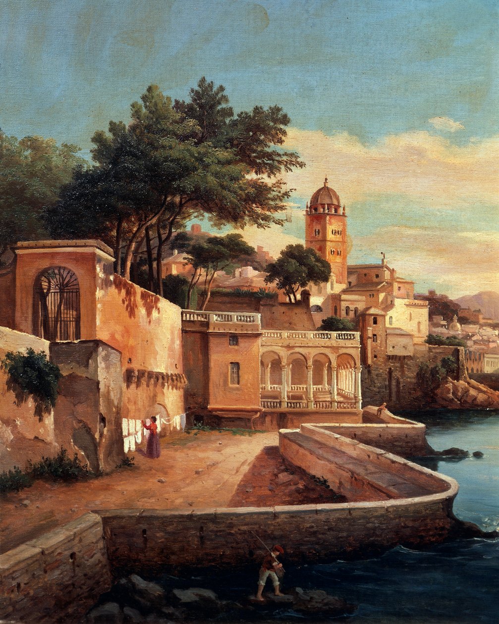 Utsikt over Genova fra hagene ved Palazzo Doria Pamphilj, av Pasquale Domenico Cambiaso (1811-1894), Italia av Domenico Cambiaso