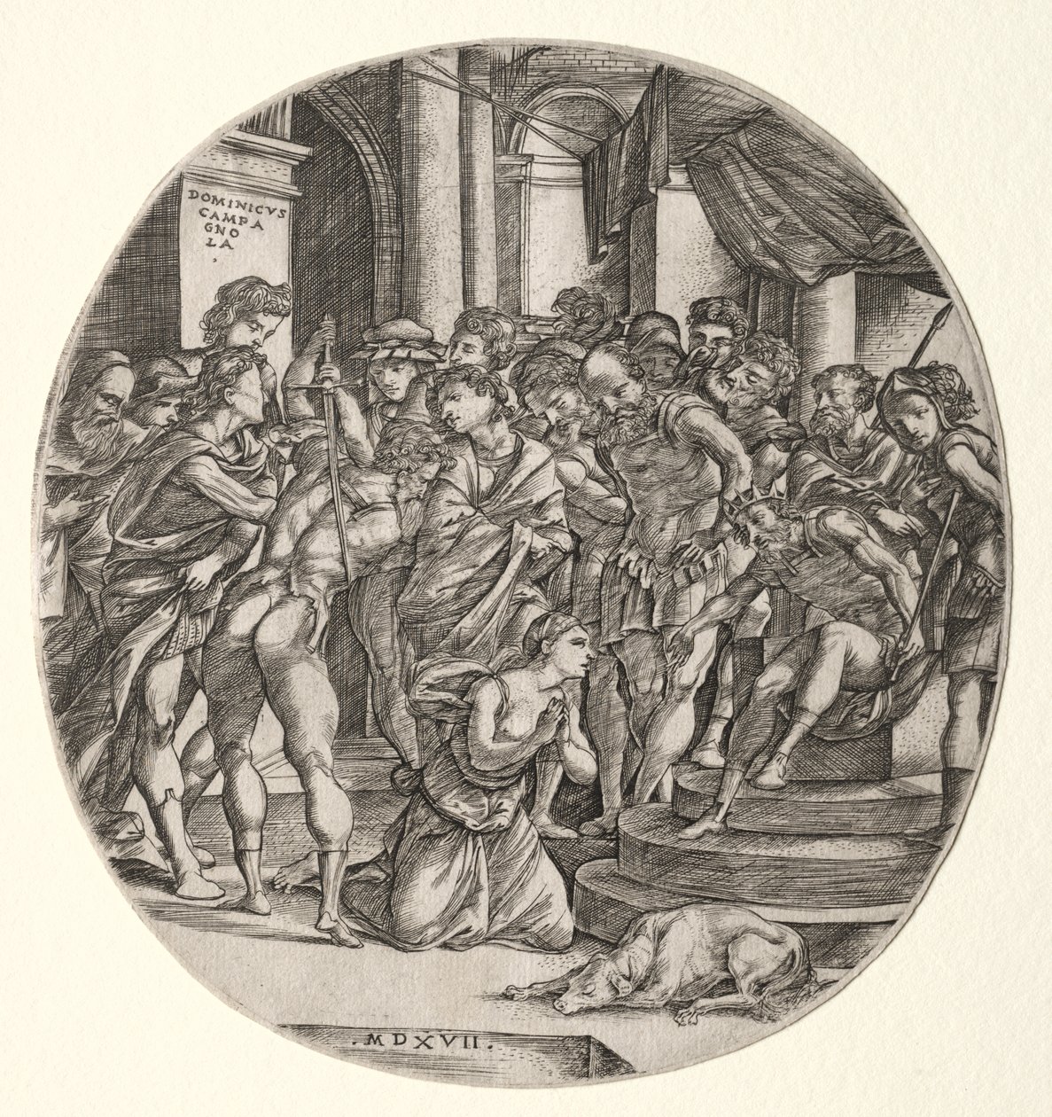 Halshugging av Saint Catherine av Domenico Campagnola