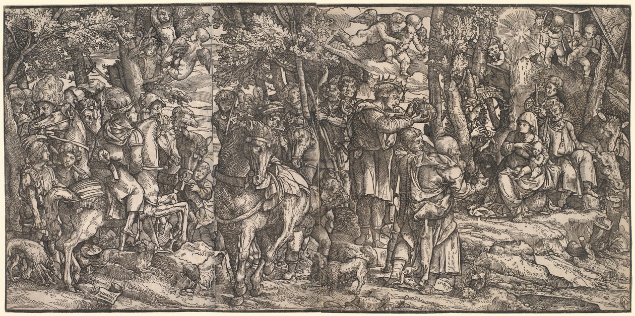 Tilbedelsen av magiene av Domenico Campagnola