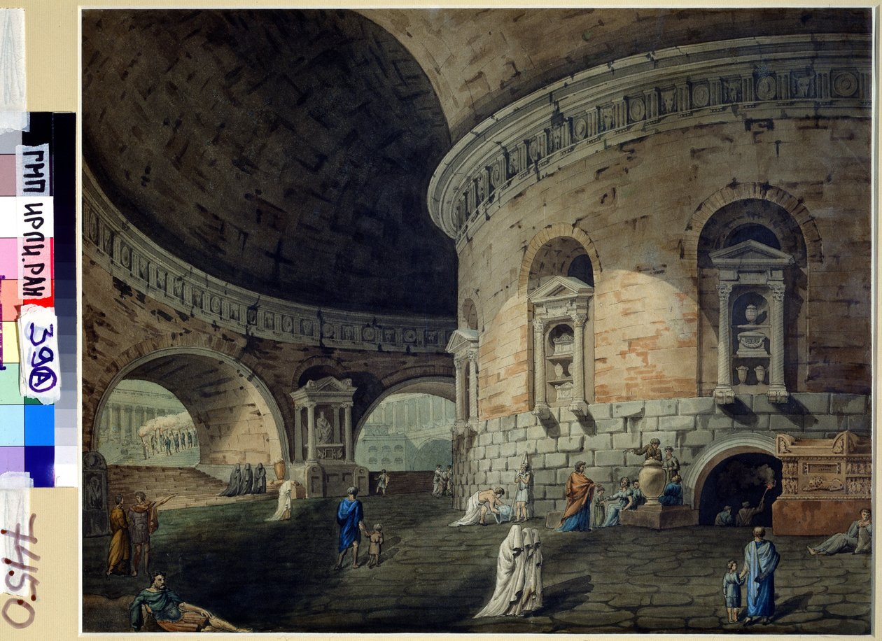 Scenografi for et teaterstykke. Scenografi for et teaterstykke. Maleri av Domenico Corsini (1812-1873), tidlig på 1800-tallet. italiensk kunst. Akvarell på papir. Russisk statsarkiv for litteratur og kunst, Moskva av Domenico Corsini