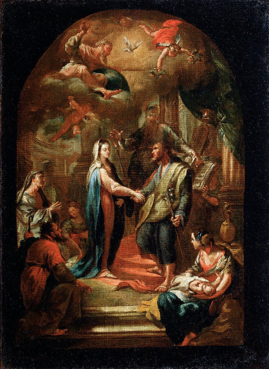 Marias og Josefs ekteskap, 1700- eller begynnelsen av 1800-tallet av Domenico Corvi