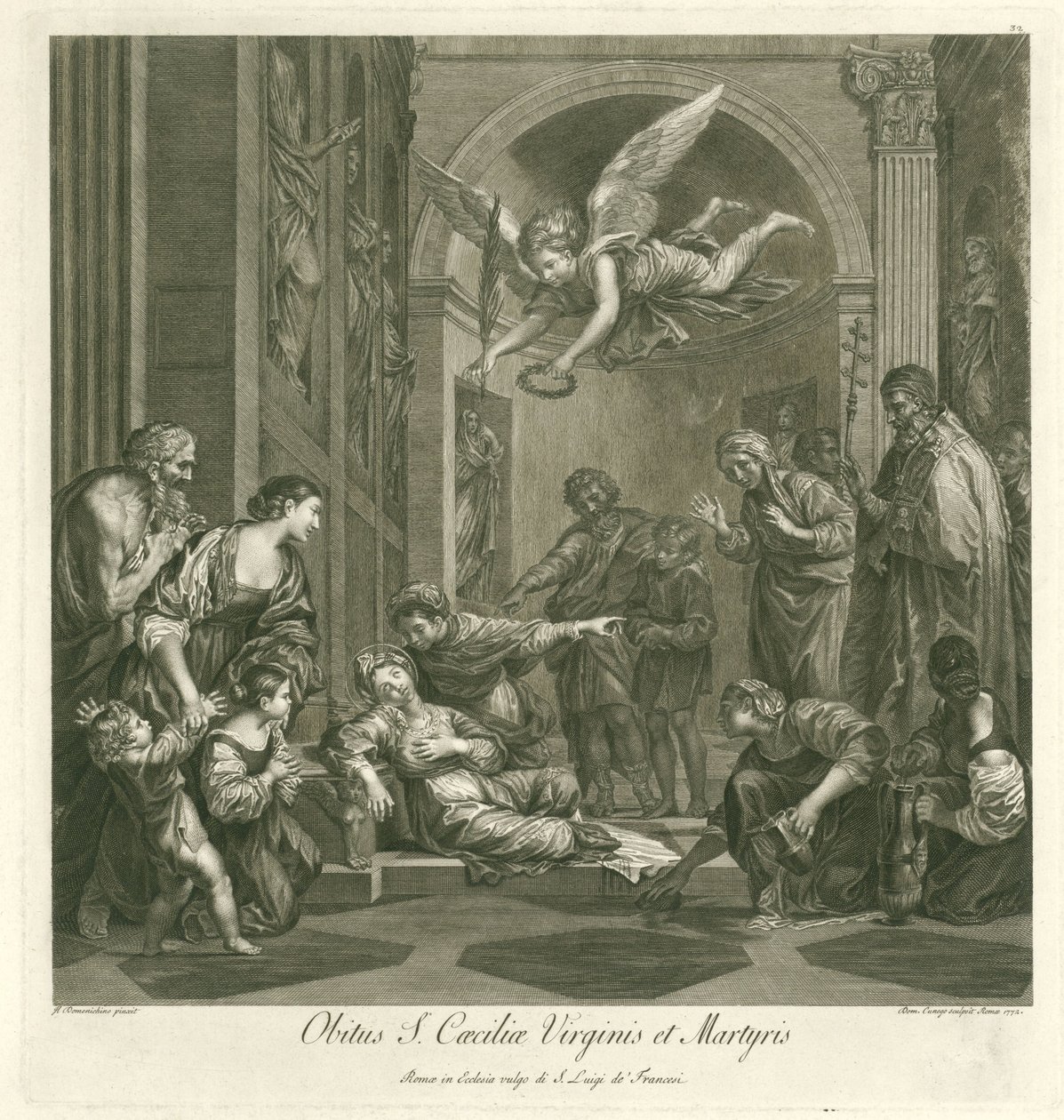 Dood van de heilige Cecilia Jomfruen og martyrens død Cecilia (tittel på objekt) Italiensk schilderkunst (serietittel) Italian School of Painting (serietittel) av Domenico Cunego