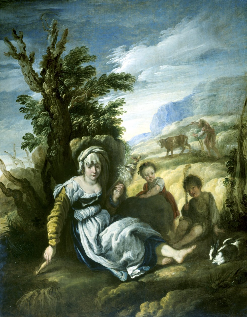 Adam og Eva på jobb av Domenico Fetti or Feti