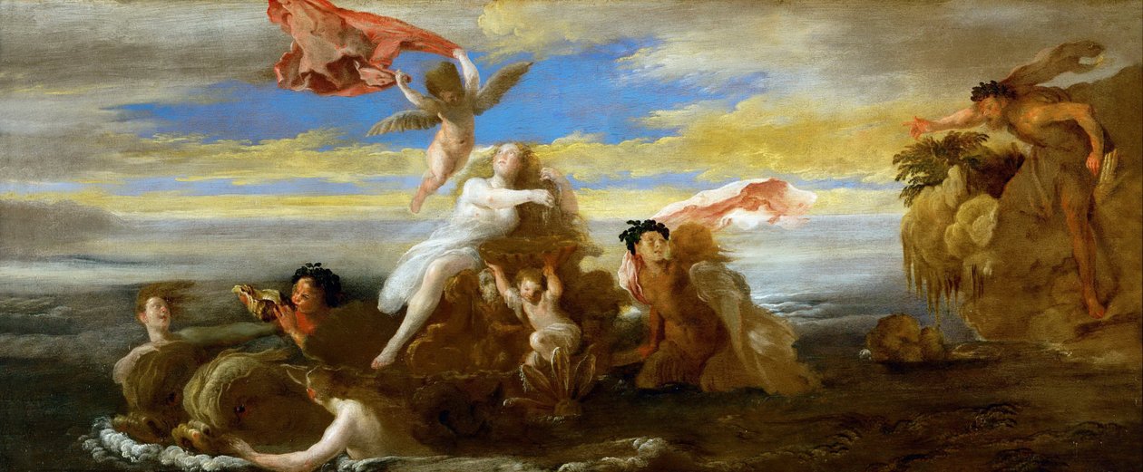 Barokk: Galatea og Polyphemus av Fetti, Domenico (1588/90-1623), ca. 1621. Olje på tre, 41,5x96,4. Kunsthistorisk museum, Wien av Domenico Fetti or Feti