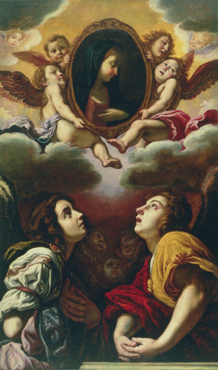 Flyvende og tilbedende engler, 1613-4 av Domenico Fetti or Feti
