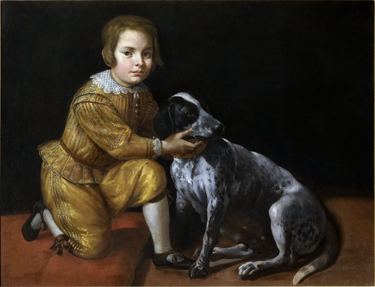 Portrett av en gutt med en hund. av Domenico Fiasella