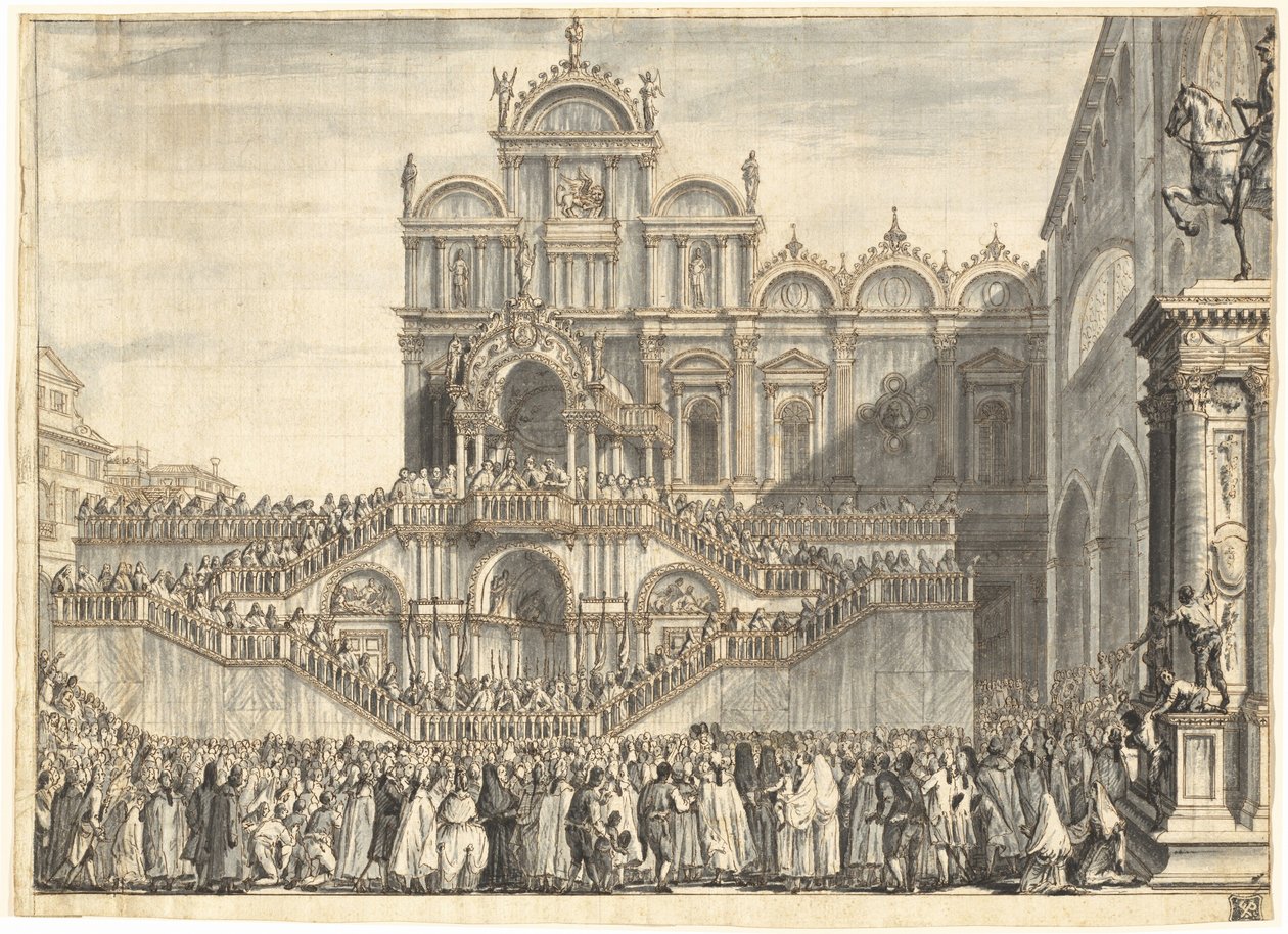 Campo San Zanipolo dekorert for besøket til Pius VI av Domenico Fossati