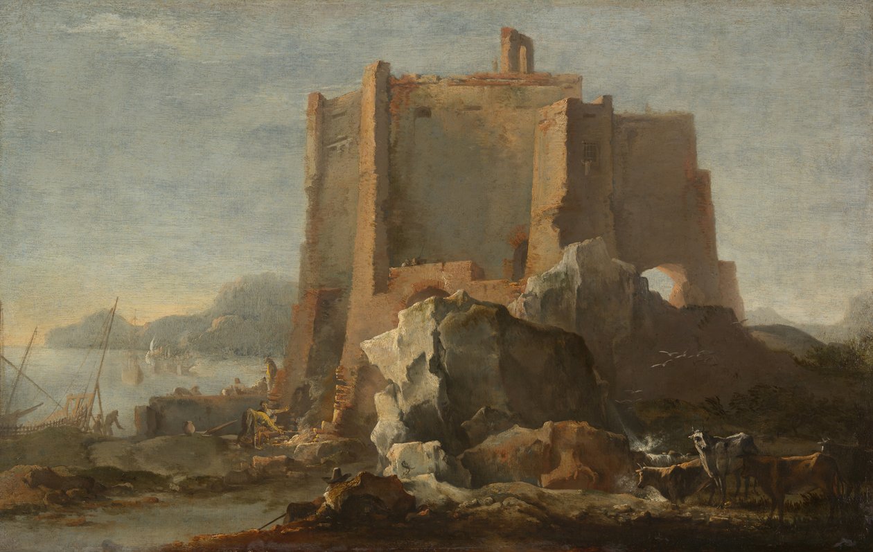 Landskap med stein og festning, ca. 164050. av Domenico Gargiulo