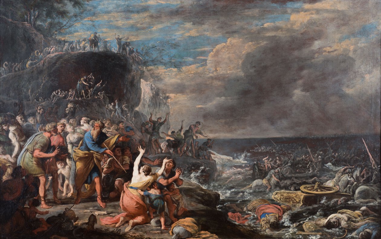 Israelittene krysser Rødehavet, midten av 1600-tallet.. av Domenico Gargiulo