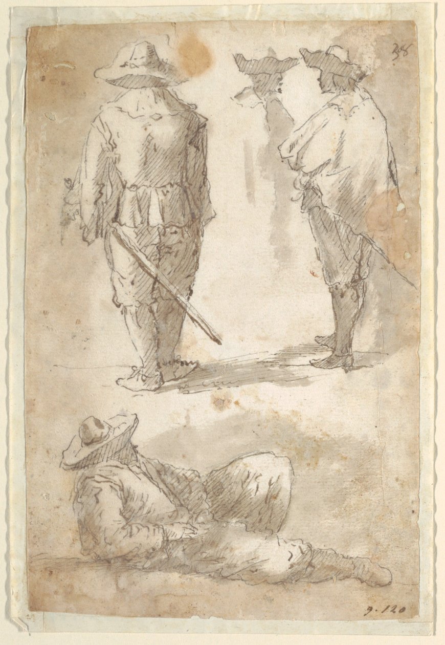 Figurstudier av soldater av Domenico Gargiulo, called Micco Spadaro