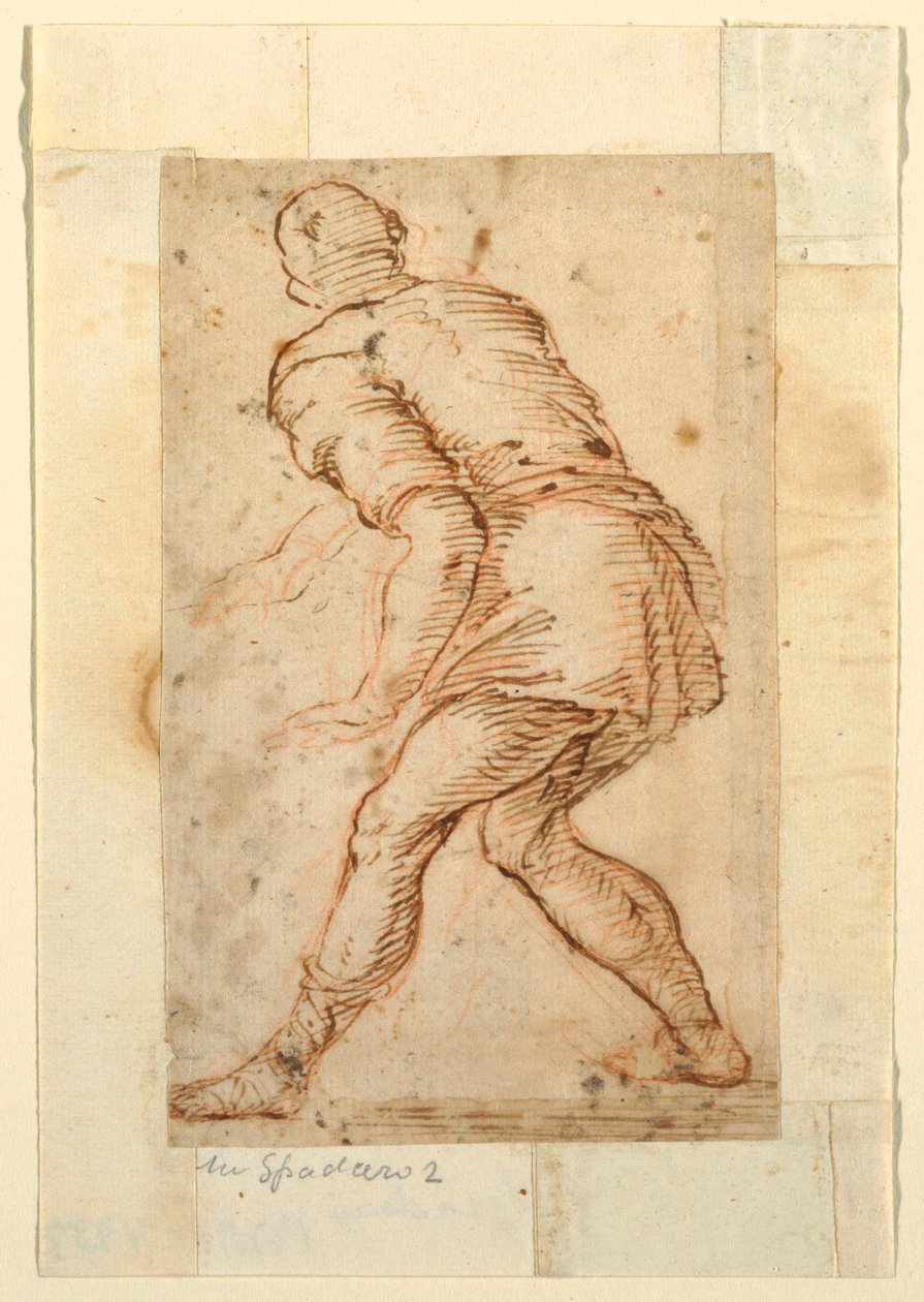 Figurstudie av en mann av Domenico Gargiulo, called Micco Spadaro