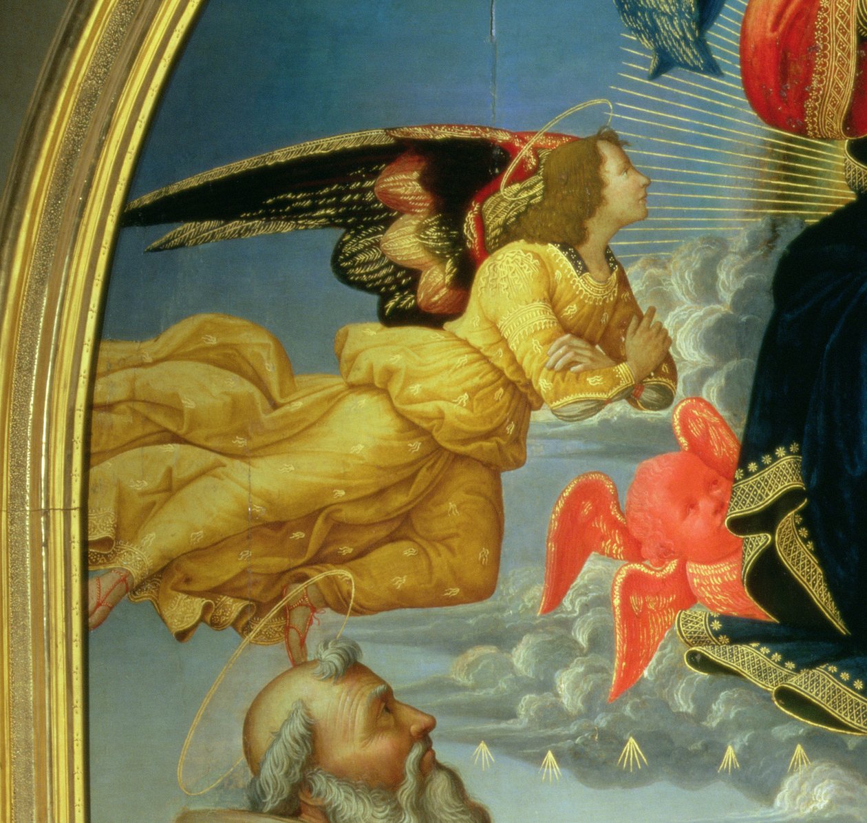 Kristus i herlighet med St.Benedict c.480-547, St.Romuald c.952-1027, St.Attinia, St.Grecinia og giveren, abbed Buonvicini, 1492 paneldetalj av 85137 av Domenico Ghirlandaio