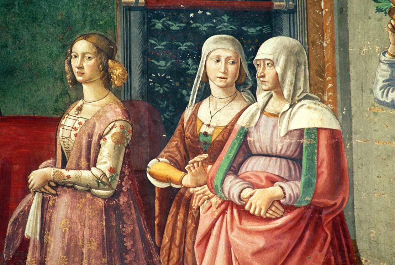 Florentinske damer, fra fødselen til døperen Johannes av Domenico Ghirlandaio