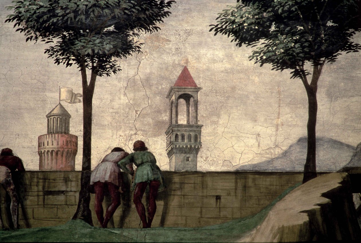 Menn ser over en vegg, fra besøket av Domenico Ghirlandaio