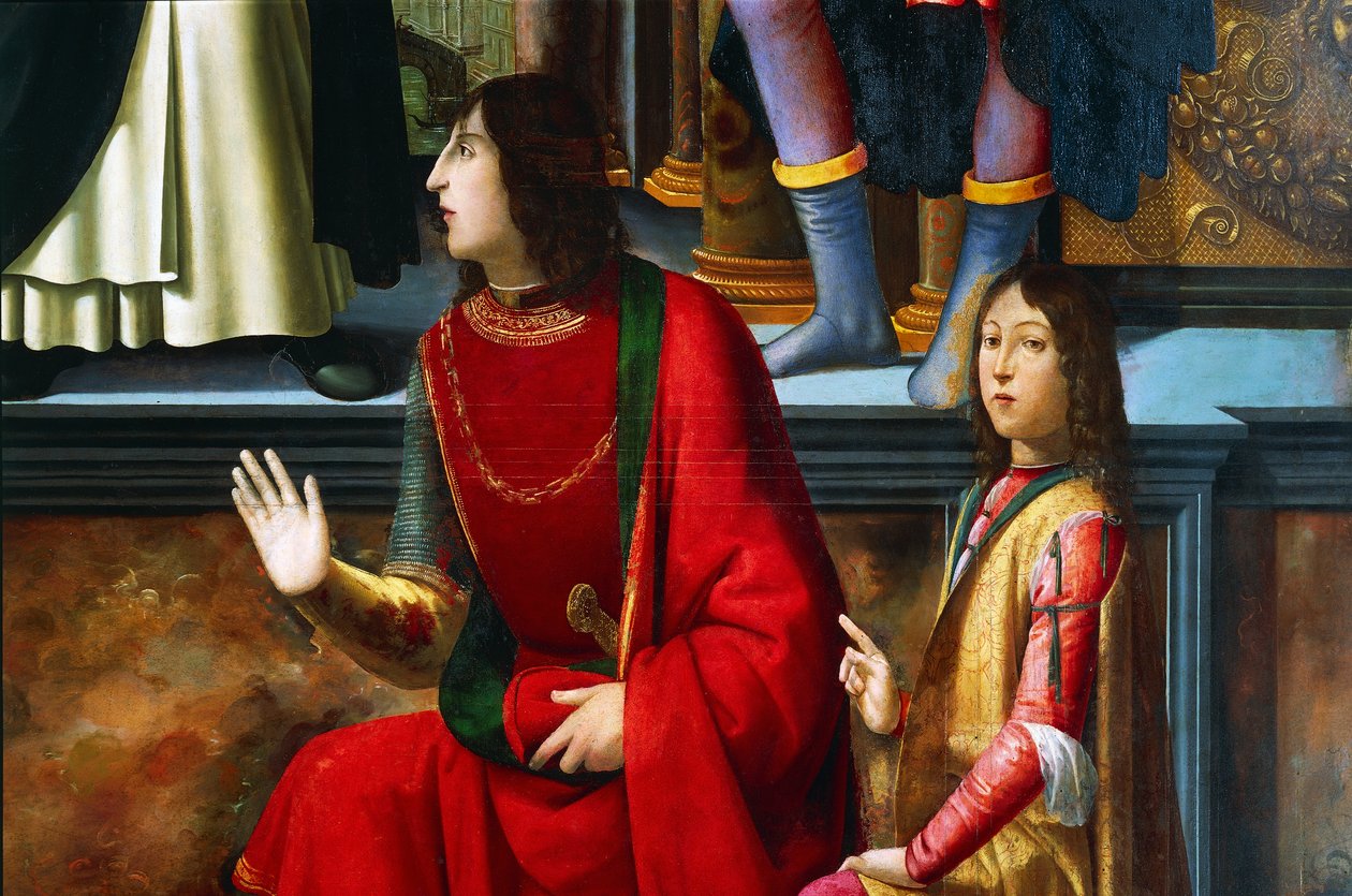 Pandolfo IV Malatesta og Carlo Malatesta, detalj fra Sain Vincent Ferrer altertavle av Domenico Ghirlandaio