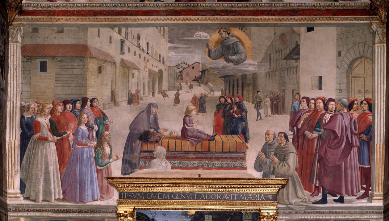Oppstandelse av en gutt av St Francis (Fresco av Domenico Ghirlandaio