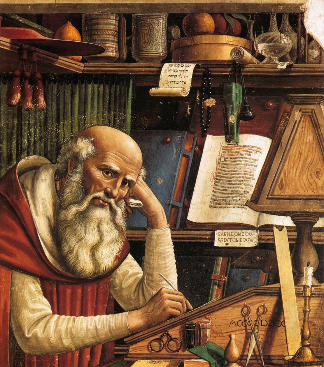 Saint Hieronymus i hans studiedetalj, 1480 av Domenico Ghirlandaio