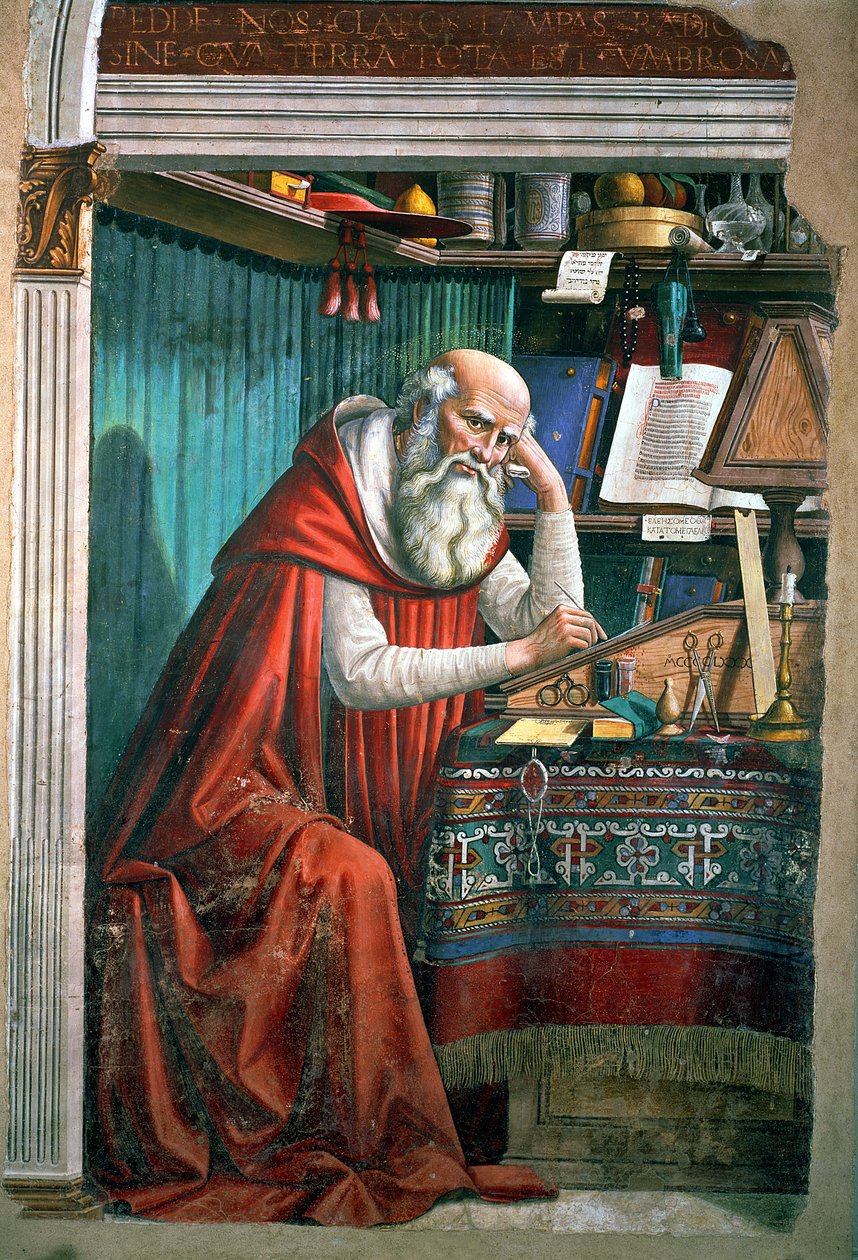 St. Jerome in his Study, 1480 detalj av 99655 av Domenico Ghirlandaio