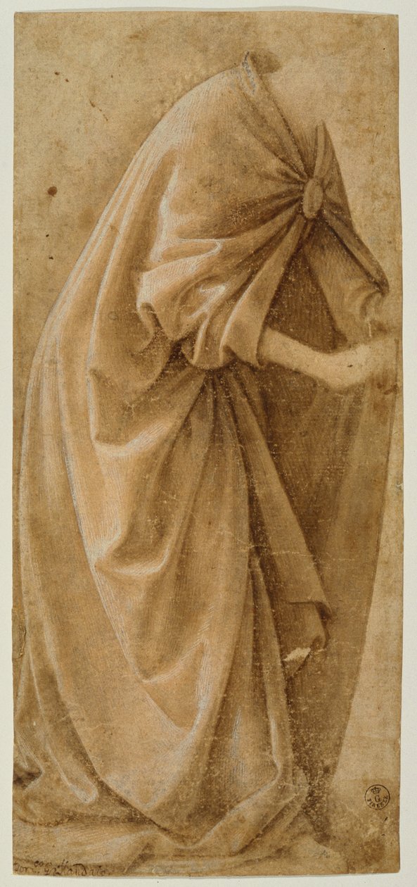 Studie av draperi (blekk forhøyet med hvitt på papir) av Domenico Ghirlandaio