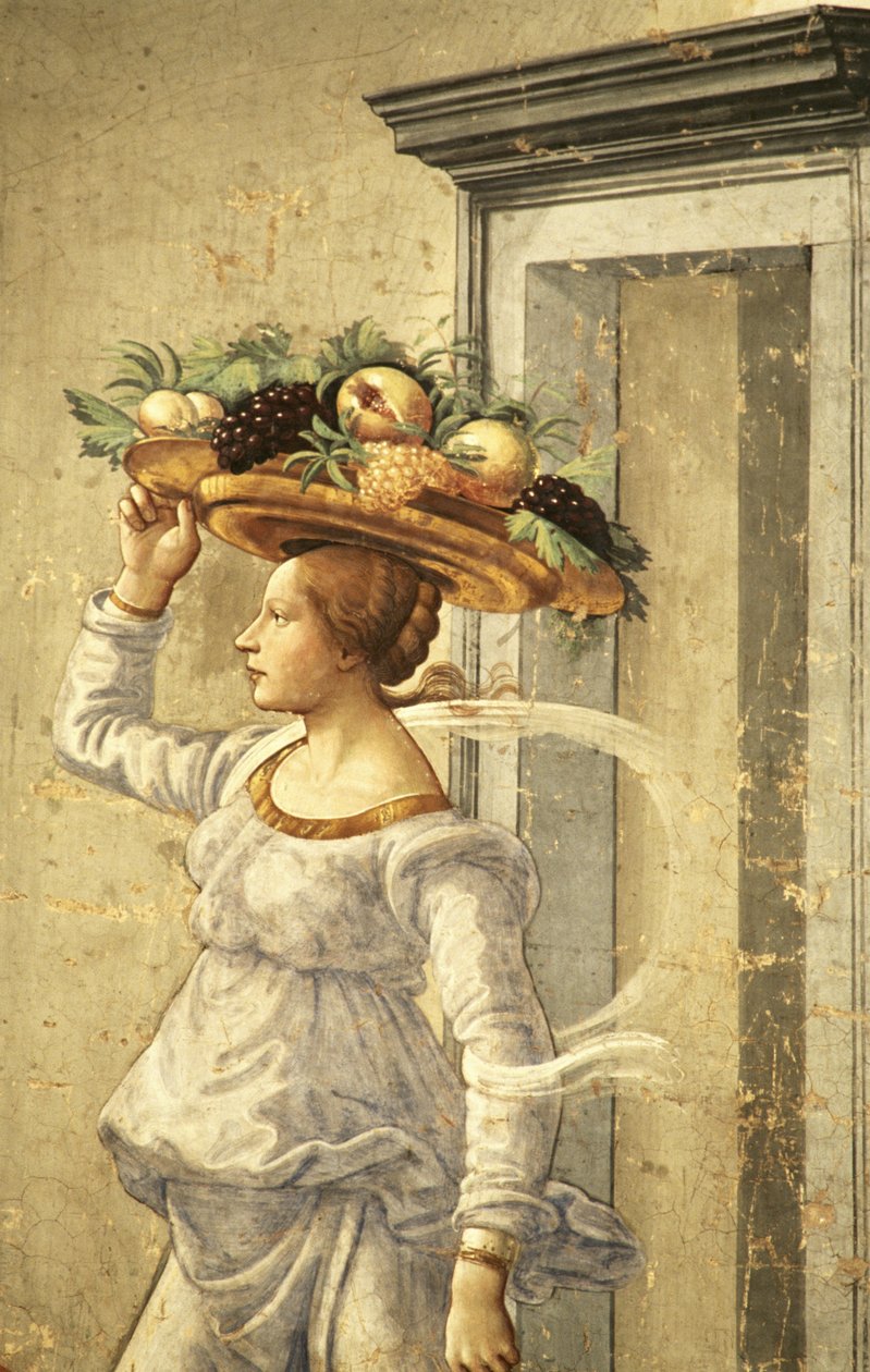 Kvinne som bærer frukt, fra fødselen til døperen Johannes av Domenico Ghirlandaio