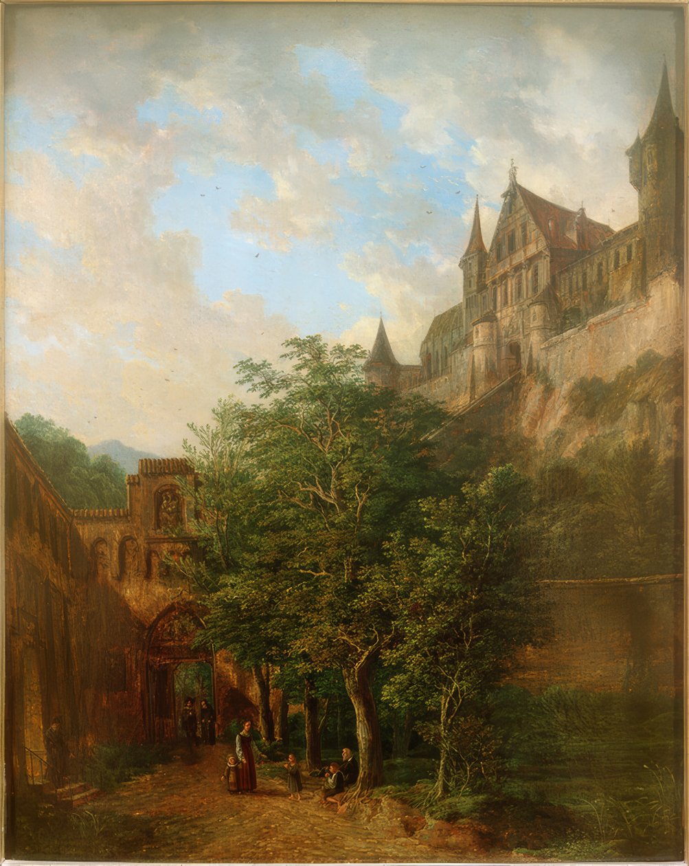 Trausnitz slott nær Landshut av Domenico II Quaglio