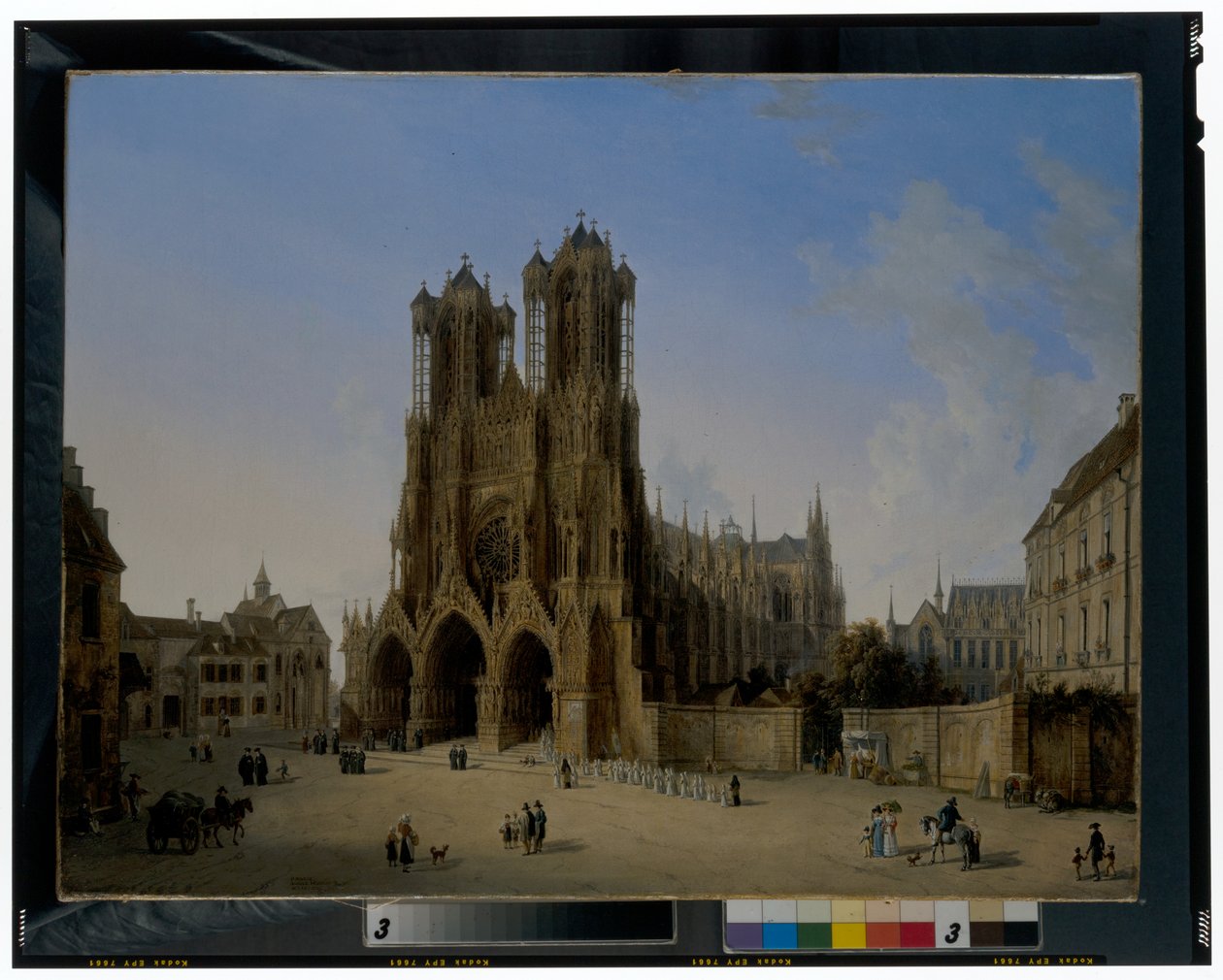 Katedralen i Notre-Dame, Reims med en prosesjon av kommunikanter av Domenico II Quaglio