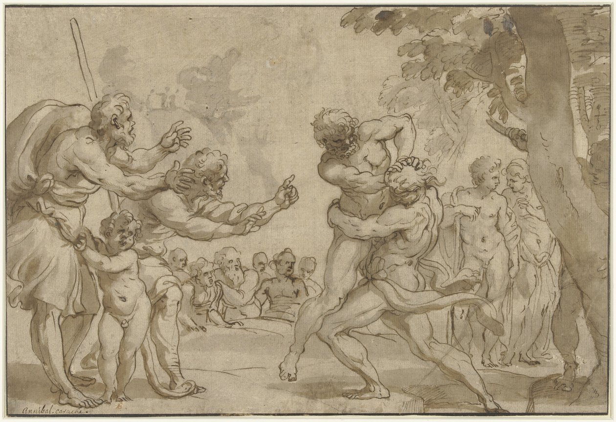Herkules i Antaeus av Domenico I Piola