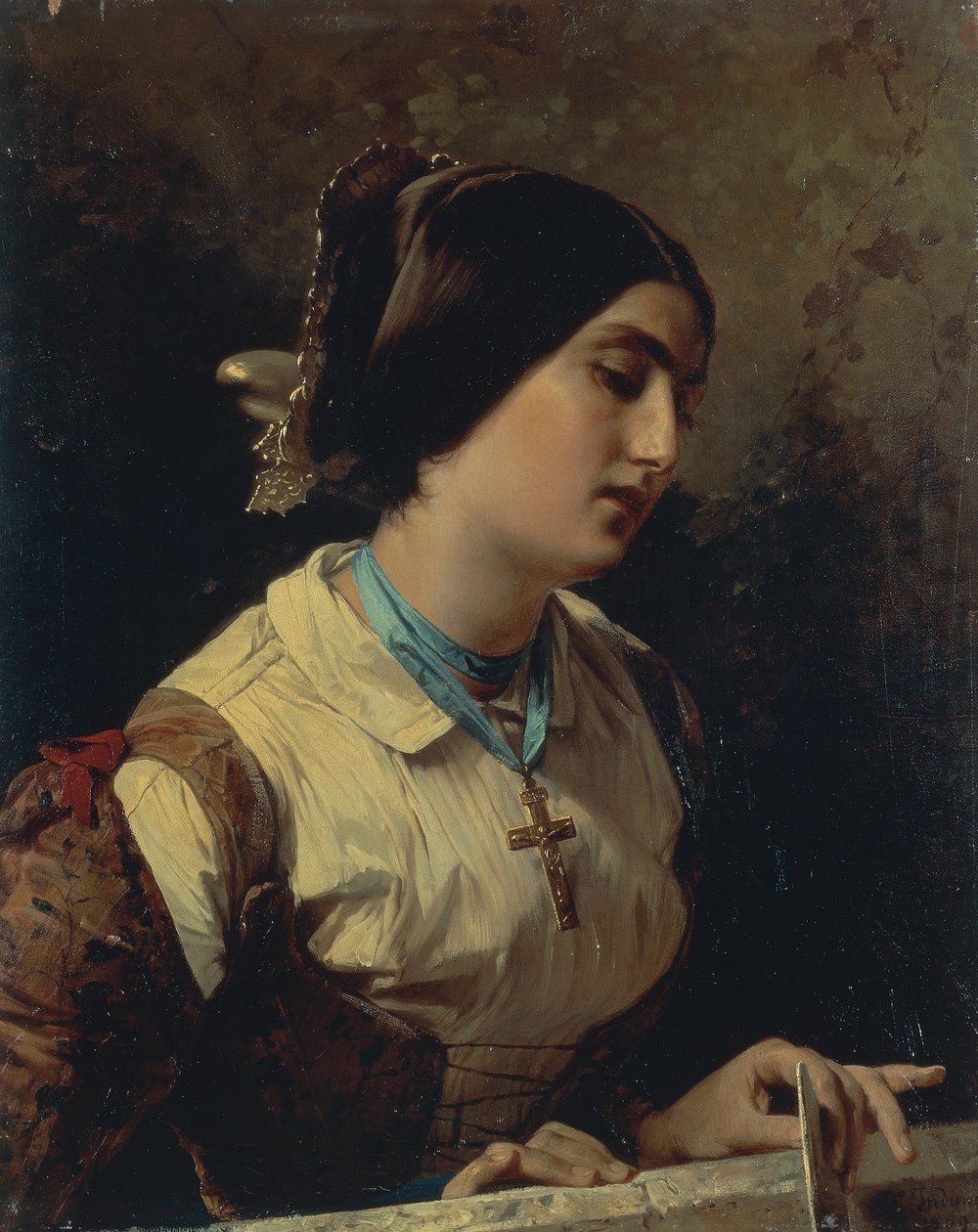 Lucia, a Lombard Woman, av Domenico Induno, olje på lerret av Domenico Induno