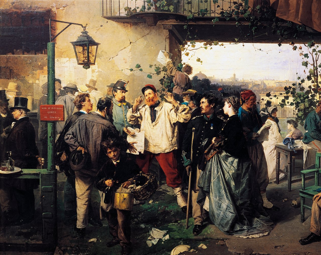 News of Peace of Villafranca, detalj fra maleri av Domenico Induno (1815-1878) av Domenico Induno