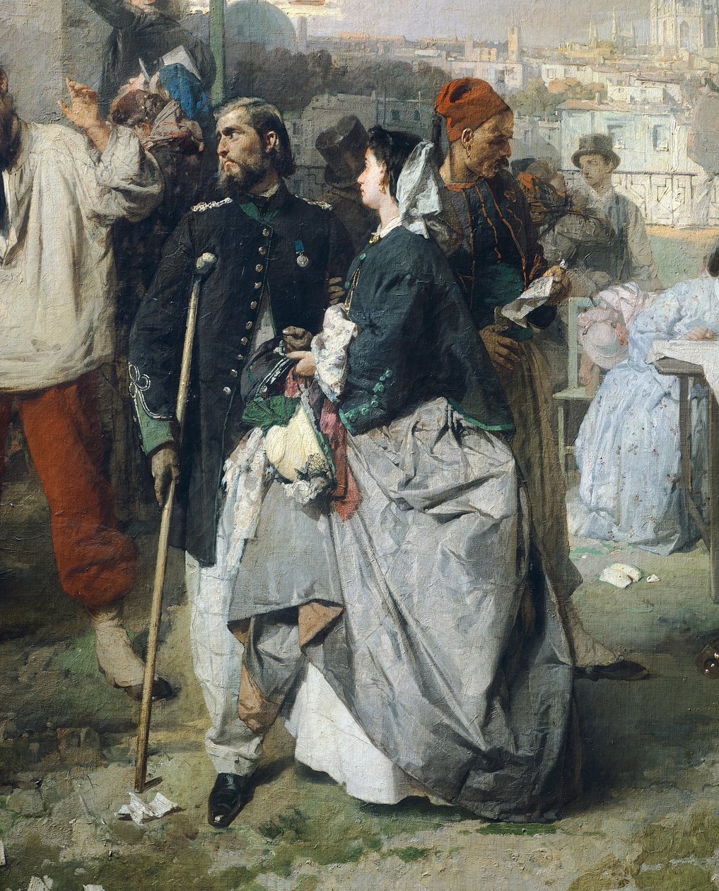 Nyheter om freden i Villafranca, av Domenico Induno, detalj av Domenico Induno
