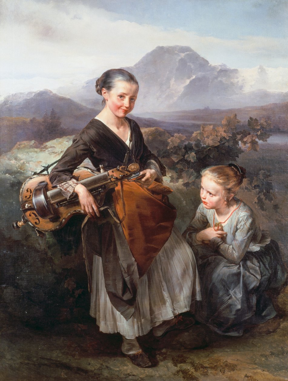 Kvinne som spiller en løpebane, av Domenico Induno (1815-1878), olje på lerret av Domenico Induno