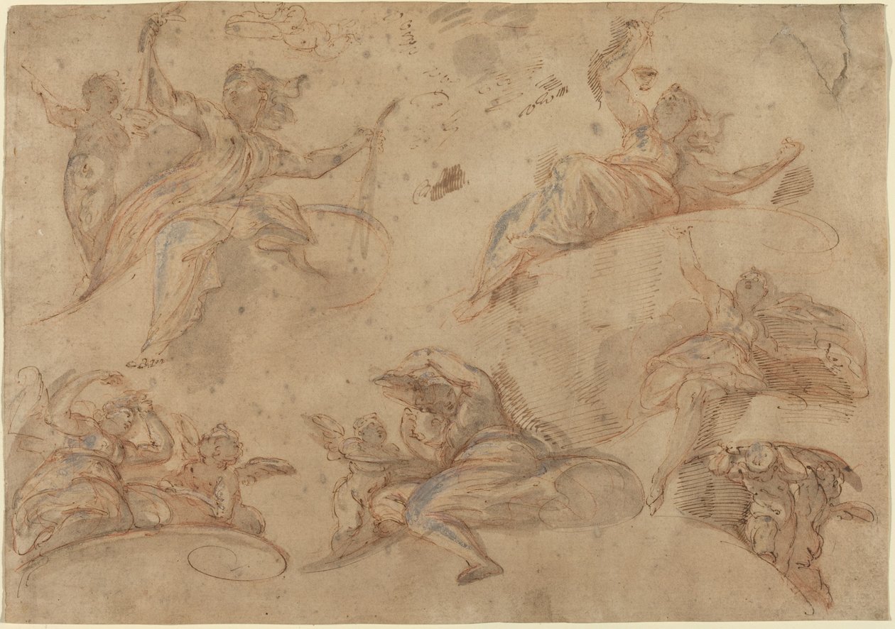 Allegoriske figurer sett nedenfra av Domenico Maria Canuti