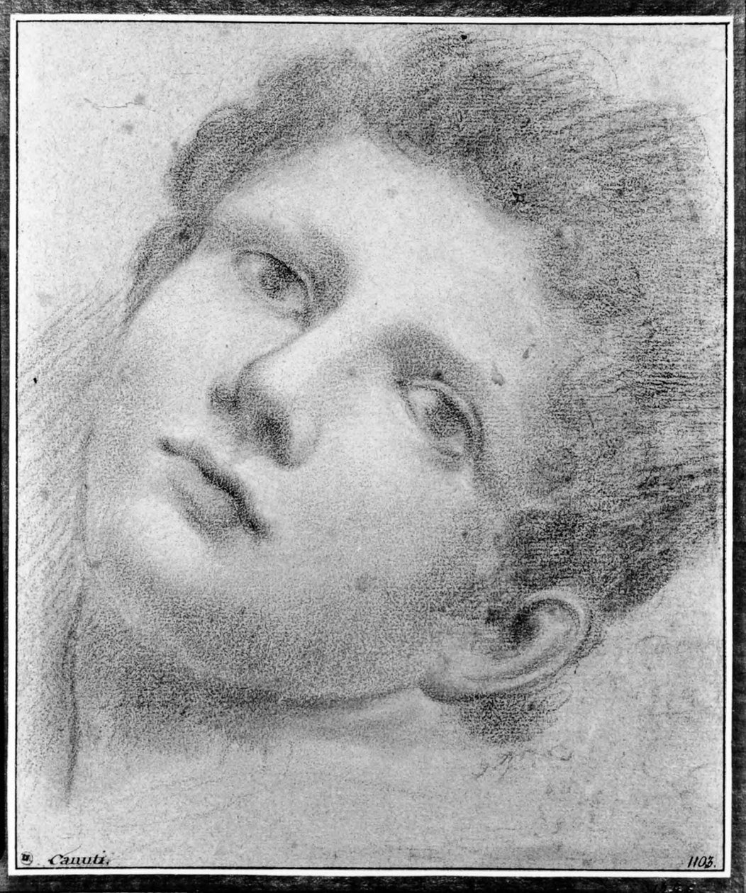 Hode av en ung mann som bøyer seg bakover av Domenico Maria Canuti