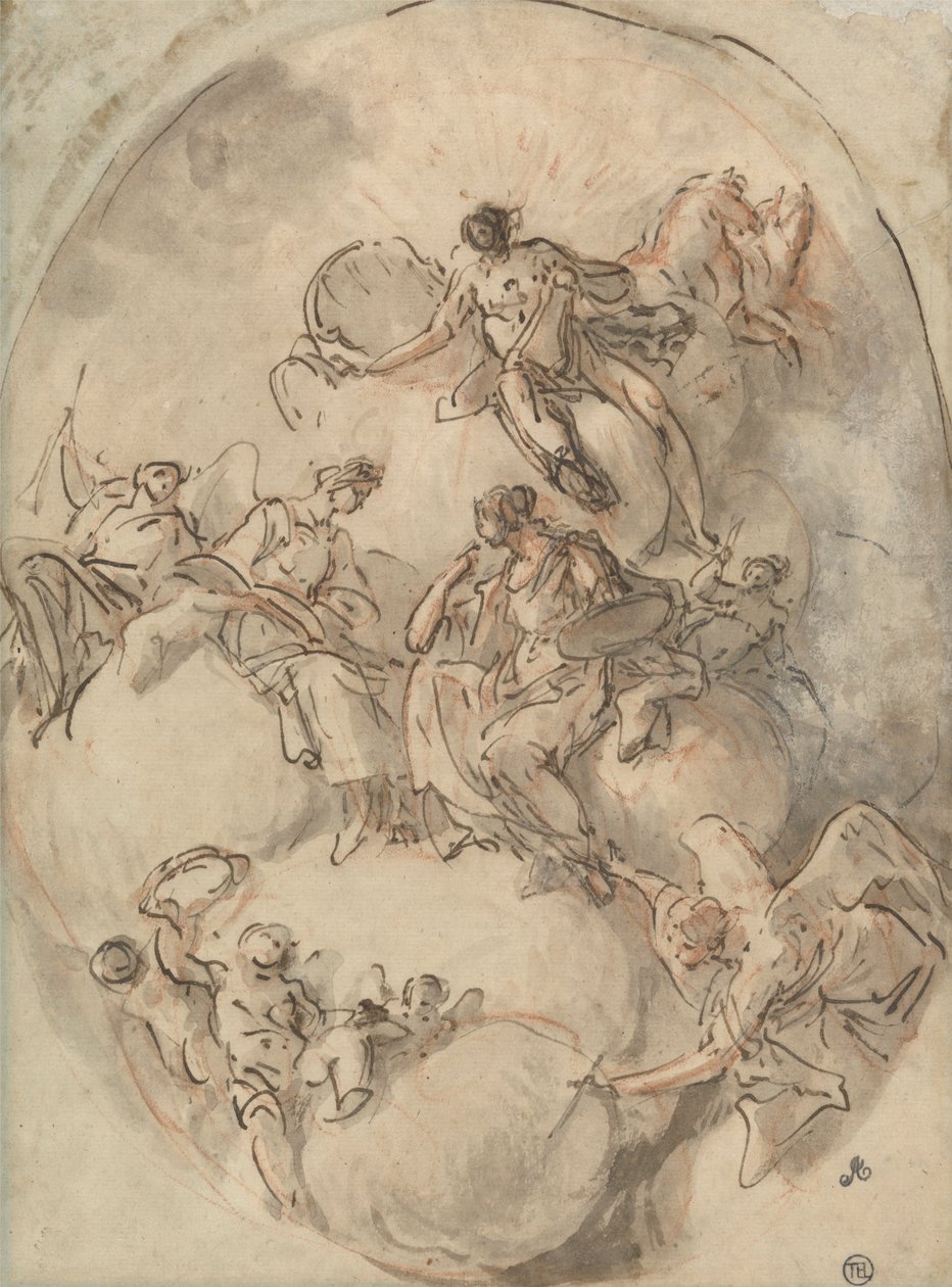 Studie for tak: Apollo og andre figurer av Domenico Mondo