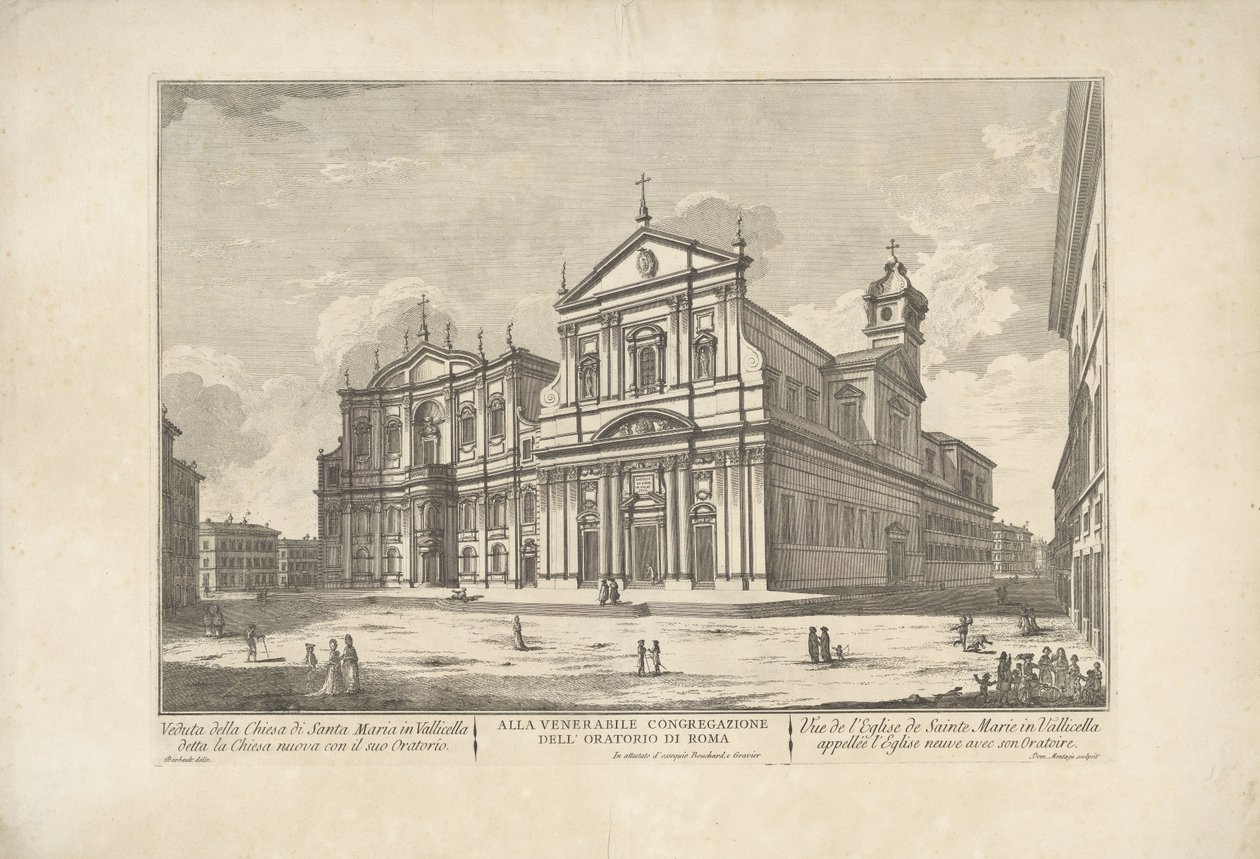 Ny kirke i Roma Utsikt over kirken S. Maria i Vallicella kalt den nye kirken med dens oratorium / Vue de l