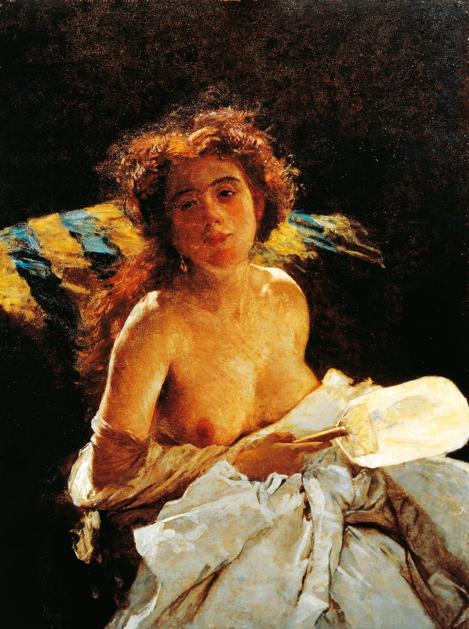 Dame med vifte av Domenico Morelli