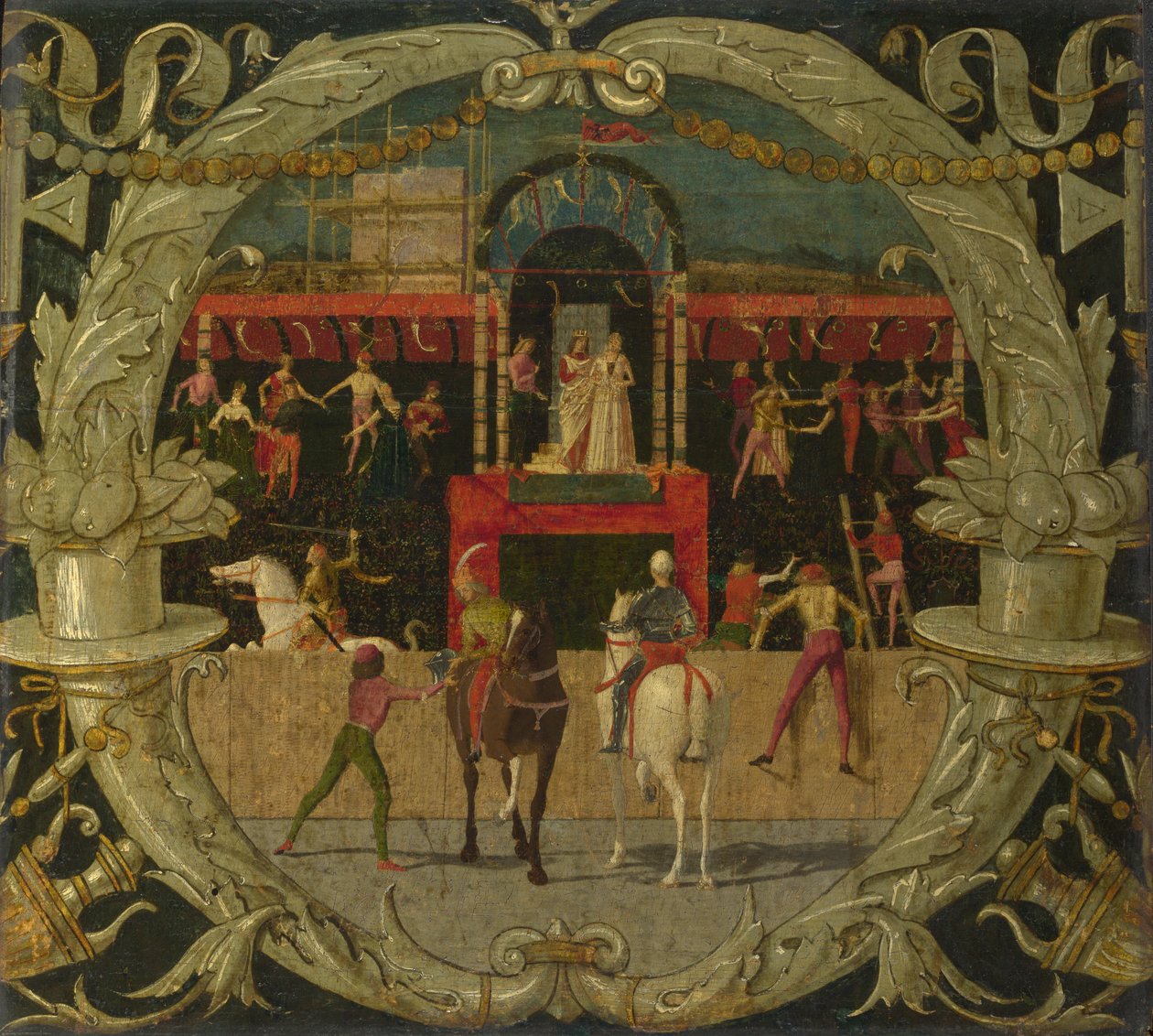Voldtekten av sabinskvinnene etter signalet, ca. 1490 av Domenico Morone