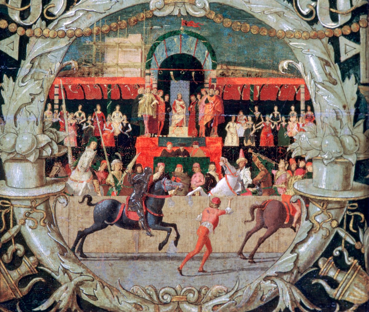 The Rape of the Sabines before the signal, c1490 av Domenico Morone