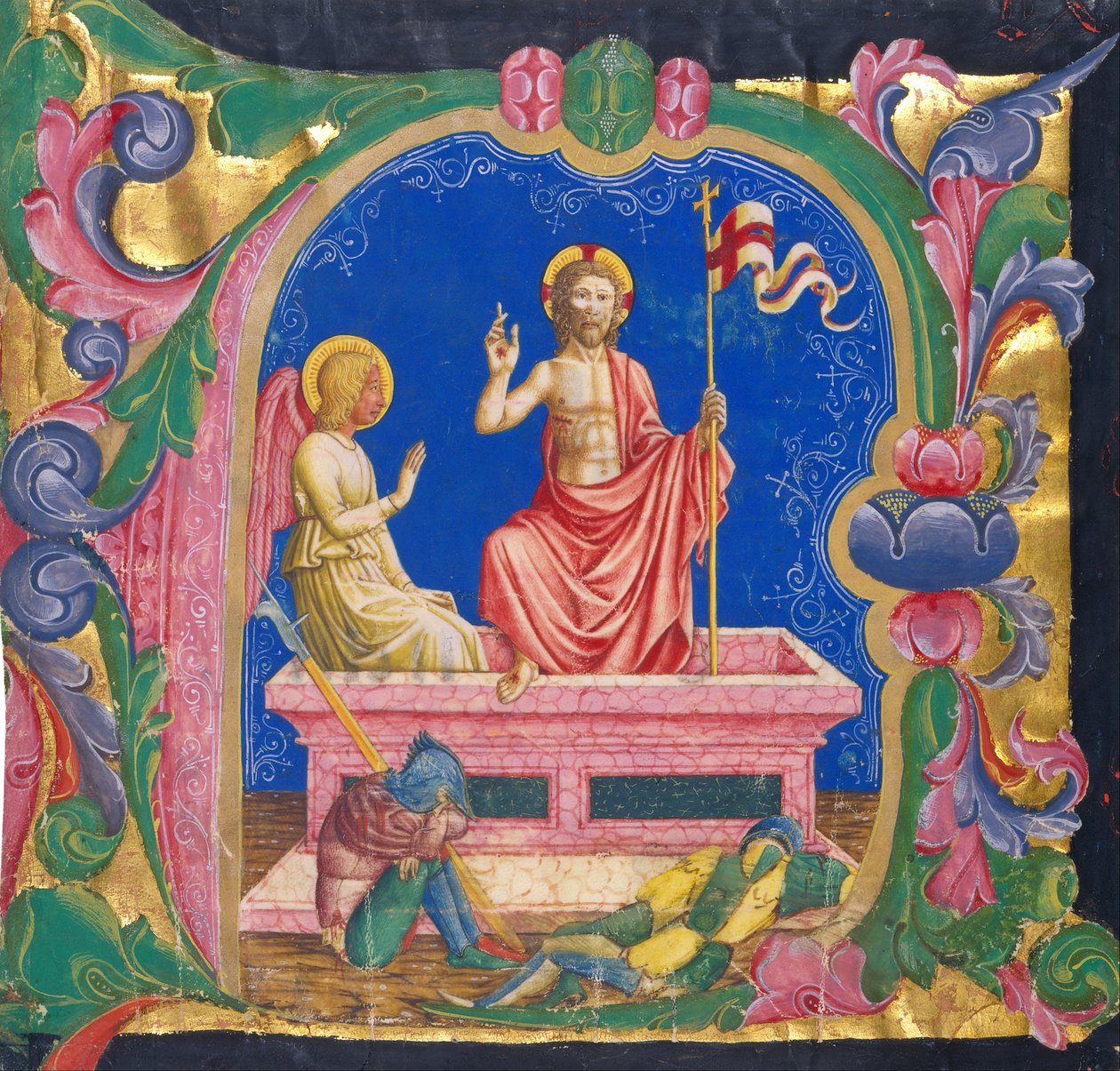 Oppstandelse, i en innledende A av Domenico Pagliarolo