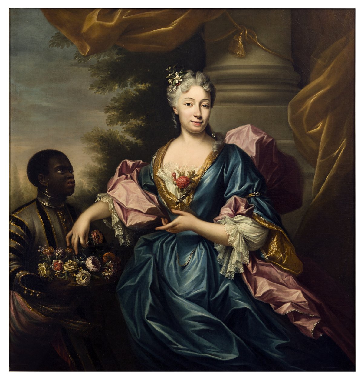 Portrett av dame med tjener (olje på lerret) av Domenico Parodi