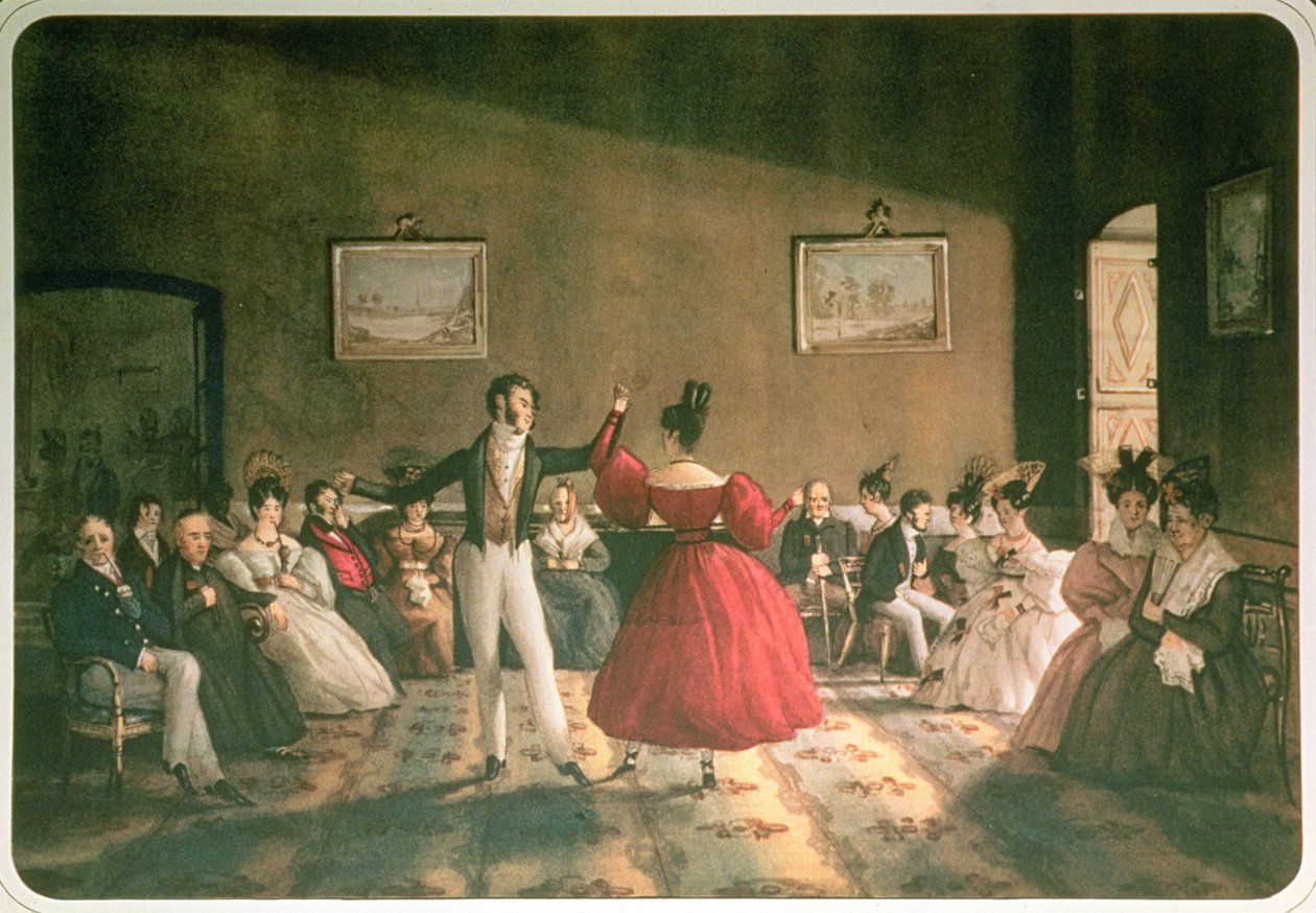 Dans i en salong i Buenos Aires, ca. 1831 (akvarell på papir) av Domenico Pellegrini